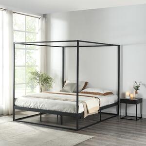 Baldachinos ágy Kristianstad fém 160x200 cm fekete
