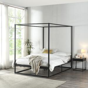 Baldachinos ágy Kristianstad fém 140x200 cm fekete