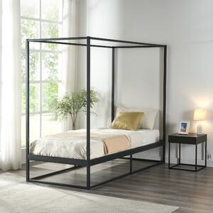 Baldachinos ágy Kristianstad fém 90x200 cm fekete