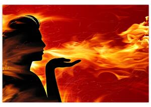 Egy nő képe lángokkal (90x60 cm)