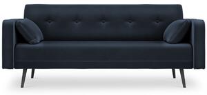 Sötétkék bársony háromszemélyes kanapéágy MICADONI Jasper 212 cm