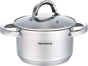 Klausberg Premium Lábos 1L, Ø14 cm- Rozsdamentes Acél, Edzett Üveg Fedő KB-7121
