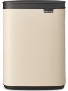 BRABANTIA Bo Waste Bin hulladékgyűjtő felnyitható Soft-Close fedéllel fali/álló műanyag tartály 4L - A méret acél világos bézs - 234088