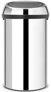 BRABANTIA Touch Bin nyomófedeles hulladékgyűjtő XXL 60L - H méret fényes r.m. acél test fényes r.m. acél fedő - 402609