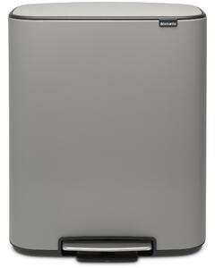 BRABANTIA Bo Pedal Bin pedálos szelektív hulladékgyűjtő szagmentesen záródó Soft-Close fedél műanyag tartály 2x30L - O méret acél betonszürke ásványi textúra - 211485