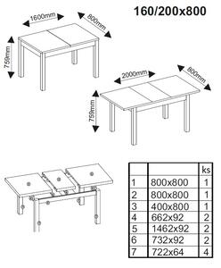 Étkezőasztal 160-200 cm Alene (szonoma tölgy) (6-8 főre). 1041889