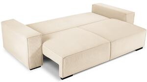 Bézs kordbársony háromszemélyes kanapéágy MICADONI EVELINE 254 cm