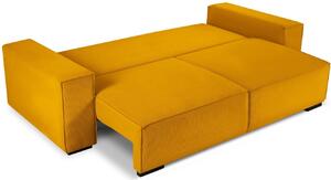 Sárga kordbársony háromszemélyes kanapéágy MICADONI EVELINE 254 cm