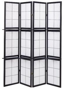 Összecsukható fekete paraván négy panellel 170 x 120 cm GOMAGOI