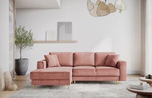 Rózsaszín szövet sarok kanapéágy Micadoni Dunas 242 cm, balra