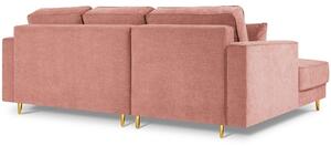 Rózsaszín szövet sarok kanapéágy Micadoni Dunas 242 cm, balra