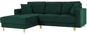 Sötétzöld szövet sarok kanapéágy Micadoni Dunas 242 cm, bal