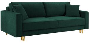Sötétzöld szövet háromszemélyes kanapéágy Micadoni Dunas 233 cm