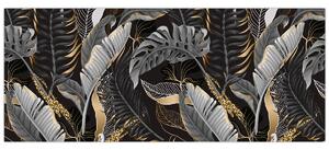 Kép - Trópusi levelek fekete és arany színben (120x50 cm)