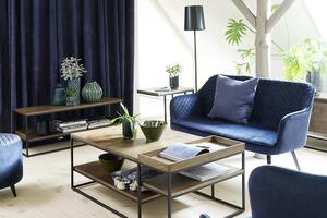 Design kanapé Hateya kék bársony - Nyitott csomag