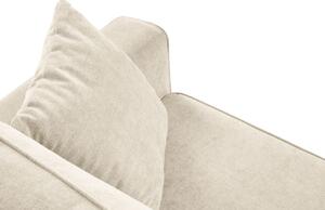 Bézs szövet sarok kanapéágy Micadoni Dunas 242 cm fekete talppal, bal