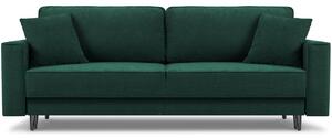 Sötétzöld szövet háromszemélyes kanapéágy Micadoni Dunas 233 cm fekete talppal