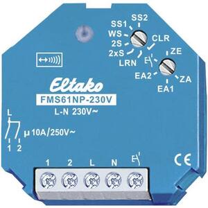Eltako Kapcsoló működtető FMS61NP-230V Áramlöket kapcsoló 1 csatornás Süllyeszett Kapcsolási teljesítmény (max.) 2000 W Max. hatótáv (szabad területen) 100 m