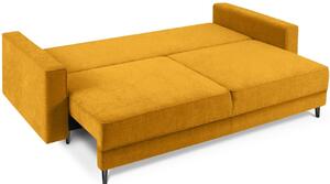 Sárga szövet háromszemélyes kanapéágy Micadoni Dunas 233 cm fekete talppal