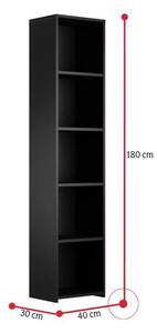 IGOR polcrendszer, 40x180x30, fekete