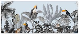 Állatok képe egy trópusi erdőben (120x50 cm)