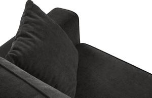 Fekete szövet sarok kanapéágy Micadoni Dunas 242 cm fekete talppal, bal