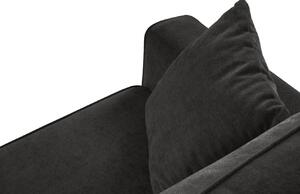 Fekete szövet sarok kanapéágy Micadoni Dunas 242 cm fekete talppal, jobb