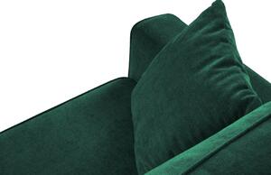 Sötétzöld szövet sarok kanapéágy Micadoni Dunas 242 cm fekete talppal, jobb