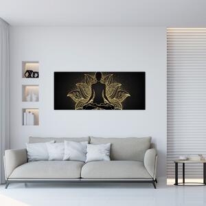 Egy lótuszvirág sziluettjének képe (120x50 cm)