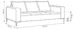 Világos bézs szövet háromszemélyes kanapé MICADONI MARRAM 216 cm, fekete talppal