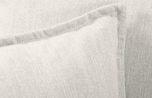 Fehér szövet sarokkanapé MICADONI MARRAM 296 cm fekete talppal, bal