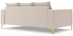 MICADONI MARRAM 216 cm-es világos bézs szövet háromüléses kanapé arany alappal