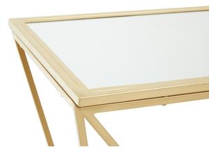 Aranyszínű konzolasztal üveg asztallappal 40x120 cm Farran – Premier Housewares