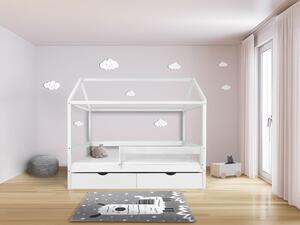 Wilsondo PERY fa házikó ágy 90x200 ágyneműtartóval - fehér