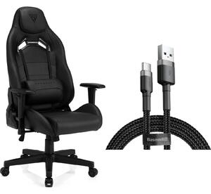 SENSE7 Vanguard gamer szék, műbőr fekete + USB kábel