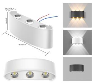 Kültéri fali LED lámpa 6W fehér színű IP65 vízálló 3000K meleg fényű (1042-6-WHITE-3000K)