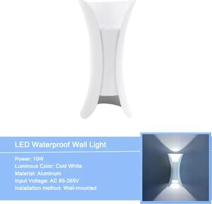 Kültéri fali LED lámpa 10W fehér színű IP65 vízálló 6000K hideg fényű (1002-2-WHITE-6000K)