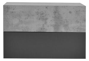 Falra szerelhető éjjeliszekrény szett 2 db, fiókos beton hatású/sötétszürke