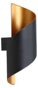 Kültéri fali LED lámpa 10W fekete-arany színű IP65 vízálló 3000K meleg fényű (1093-BLACK-GOLD-3000K)