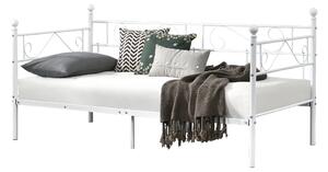 Fémkeretes ágy - egyszemélyes dizájn ágykeret 200 x 100cm ágyráccsal - fehér színben