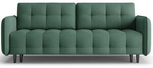 Zöld szövet háromszemélyes kanapéágy MICADONI SCALETA 219 cm fekete talppal