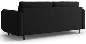 Fekete szövet háromszemélyes kanapéágy MICADONI SCALETA 219 cm fekete talppal