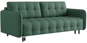 Zöld szövet háromszemélyes kanapéágy MICADONI SCALETA 219 cm fekete talppal