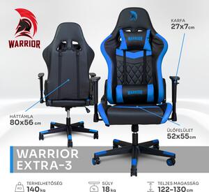 WARRIOR gamer szék fekete-kék (EXTRA-3)