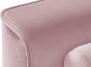 Levendula rózsaszínű bársony háromszemélyes kanapé MICADONI LEONA 222 cm, fekete talppal