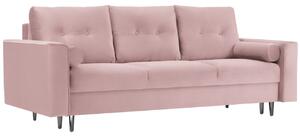 Levendula rózsaszínű bársony háromszemélyes kanapé MICADONI LEONA 222 cm, fekete talppal