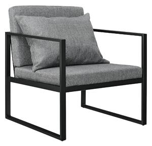 2 x Design fotel 70 x 60cm karosszék hátpárnával kényelmes szék kartámasszal sötétszürke