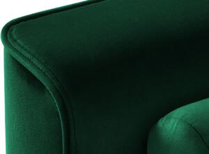 MICADONI LEONA 222 cm-es üveg zöld bársony háromszemélyes kanapéágy fekete alappal