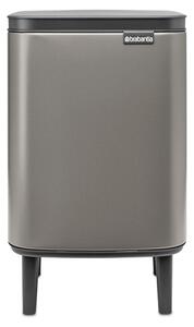 BRABANTIA Bo Waste Bin Hi hulladékgyűjtő felnyitható Soft-Close fedéllel magasított lábakon álló műanyag tartály 7L - B méret acél platinaszürke - 227202