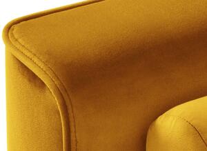 MICADONI LEONA mustársárga bársony sarokkanapé 225 cm arany lábbal, jobb